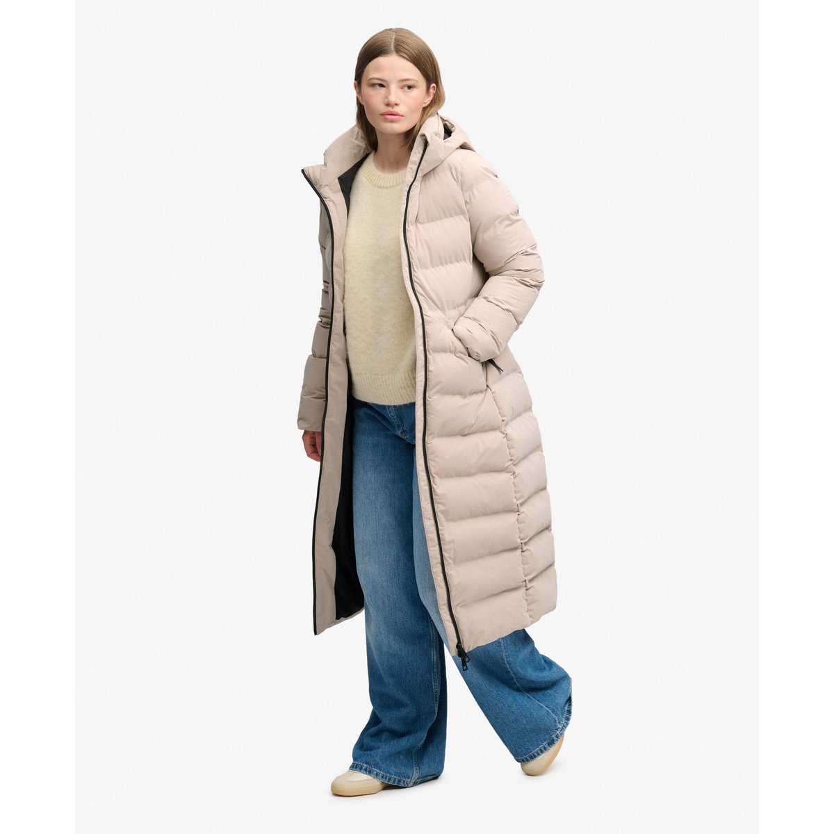 Veste Longue Microfibre City beige champignon, SUPERDRY