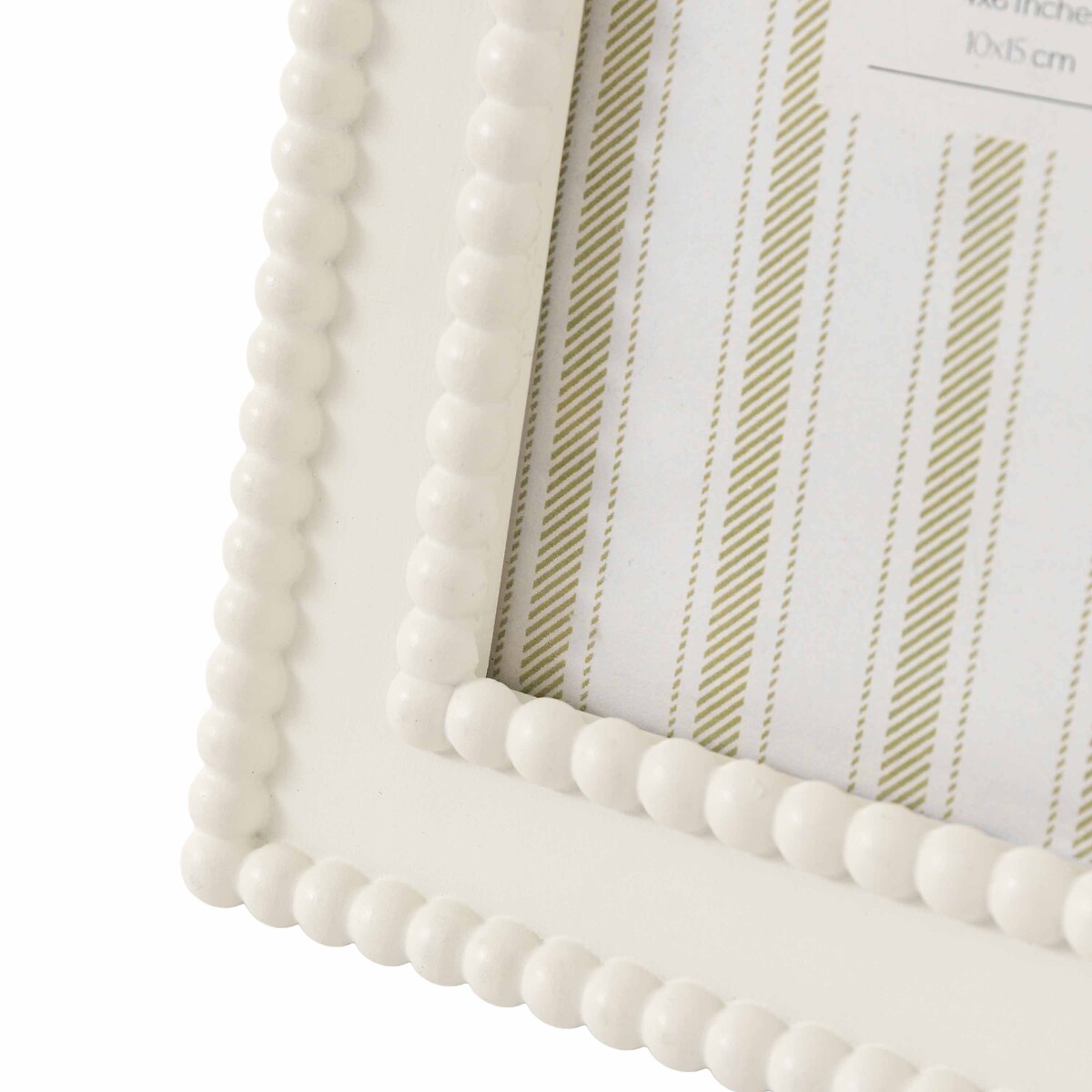 4x6" Calitri Beaded Photoframe in White white, ÉDITÉ