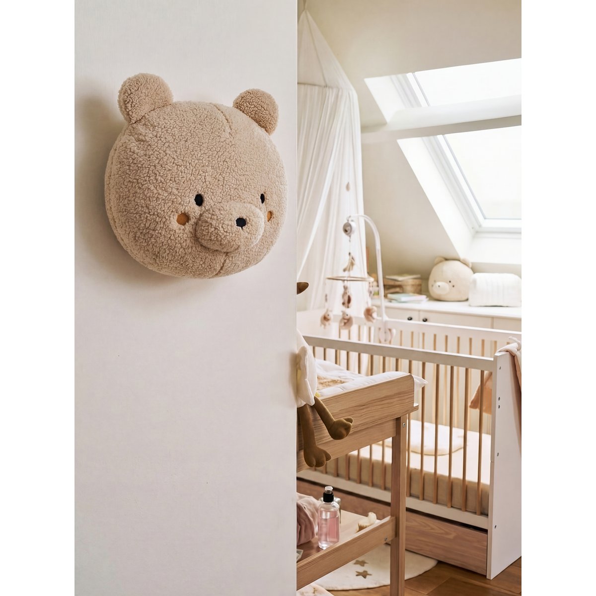Décoration murale ourson bouclette beige, VERTBAUDET
