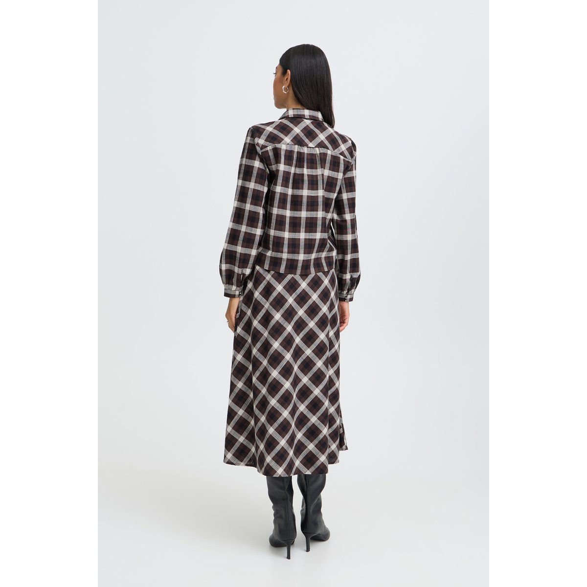 Á manches longues marron java check, B.YOUNG