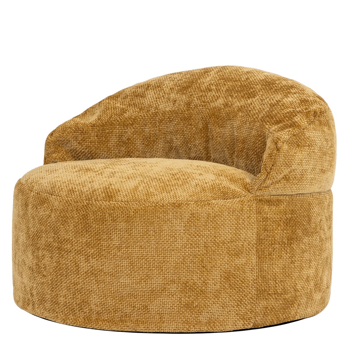 Pouf fauteuil d’appoint décoratif en tissu chenille Oeko-Tex® - ORB moutarde, ICON