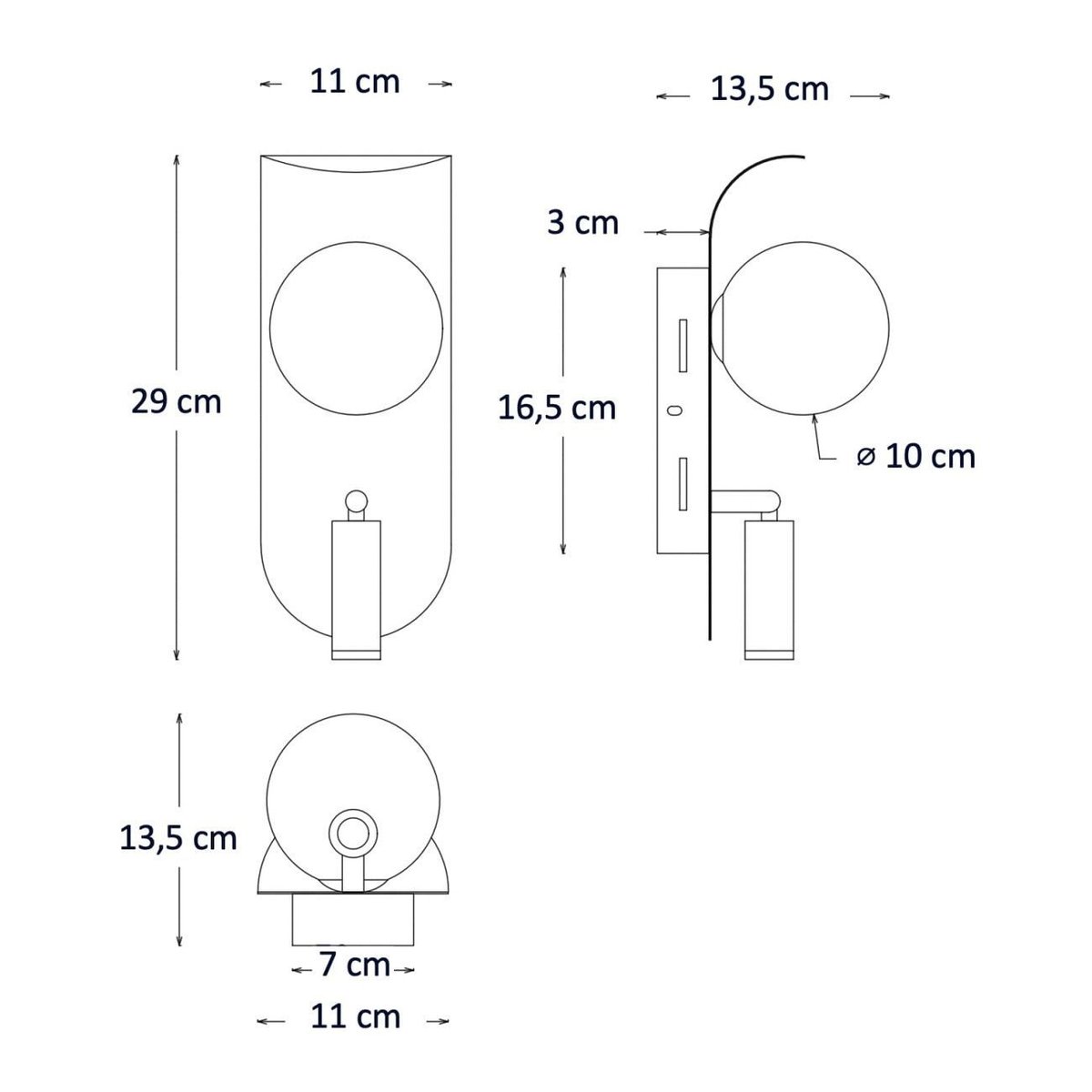 Applique liseuse double fonction - MATALIA noir et blanc, KOSILUM