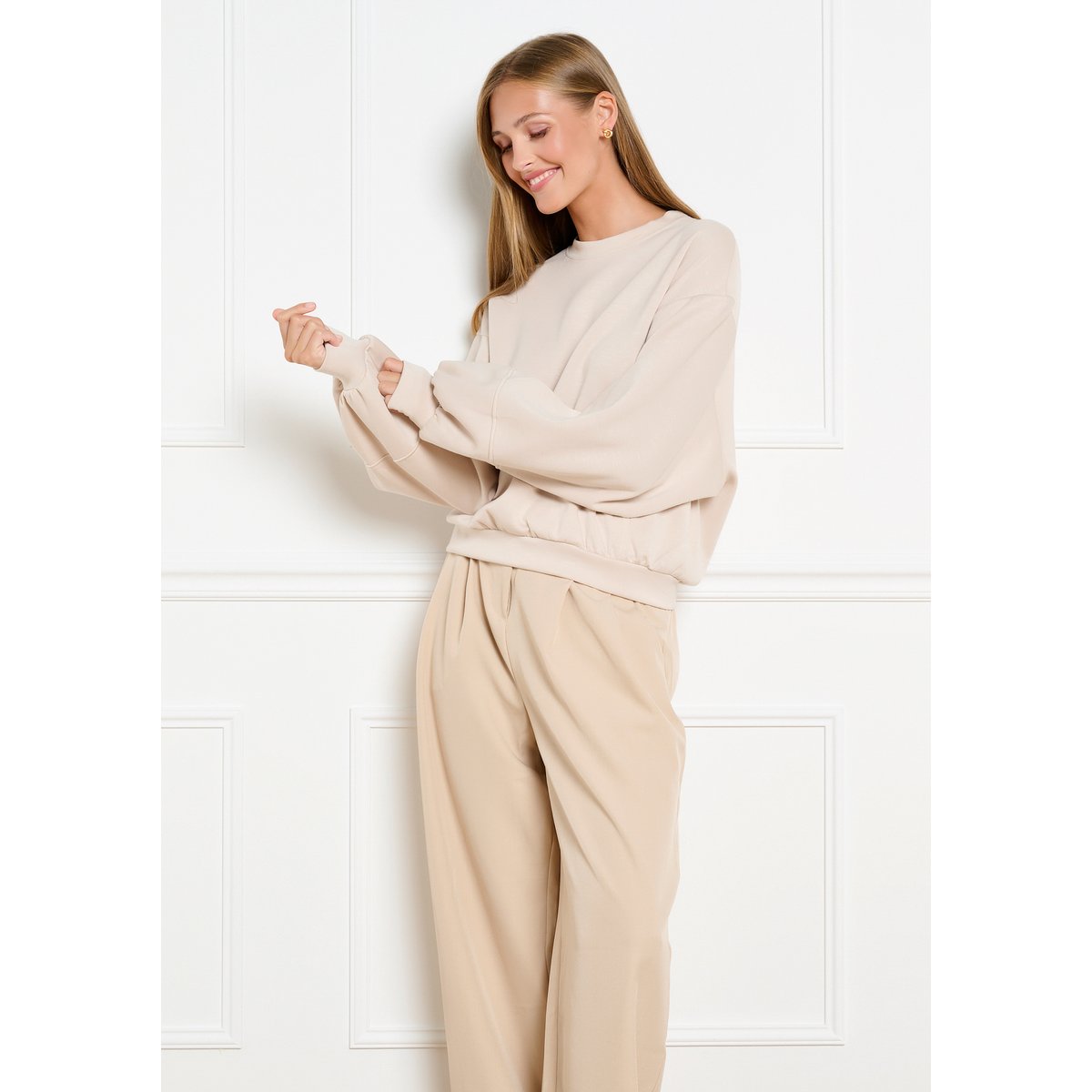 Sweat manches ballon amples beige ash, LOLALIZA
