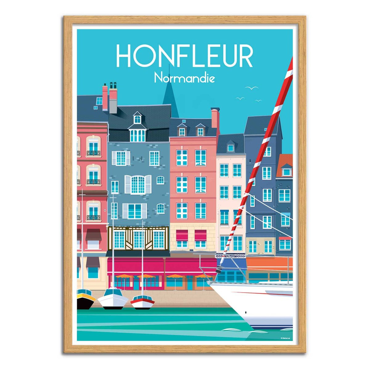 Affiche d'art - Honfleur Normandie - Raphael Delerue bleu, WALL EDITIONS