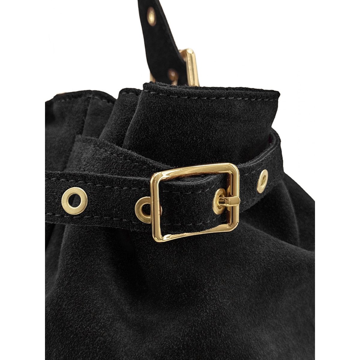 Sac bowling en croûte de cuir NEW PRINCESS SUEDE XL noir, OH MY BAG