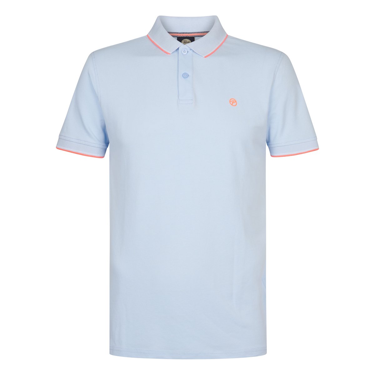 Polo droit uni col tipped bleu sky, PETROL INDUSTRIES