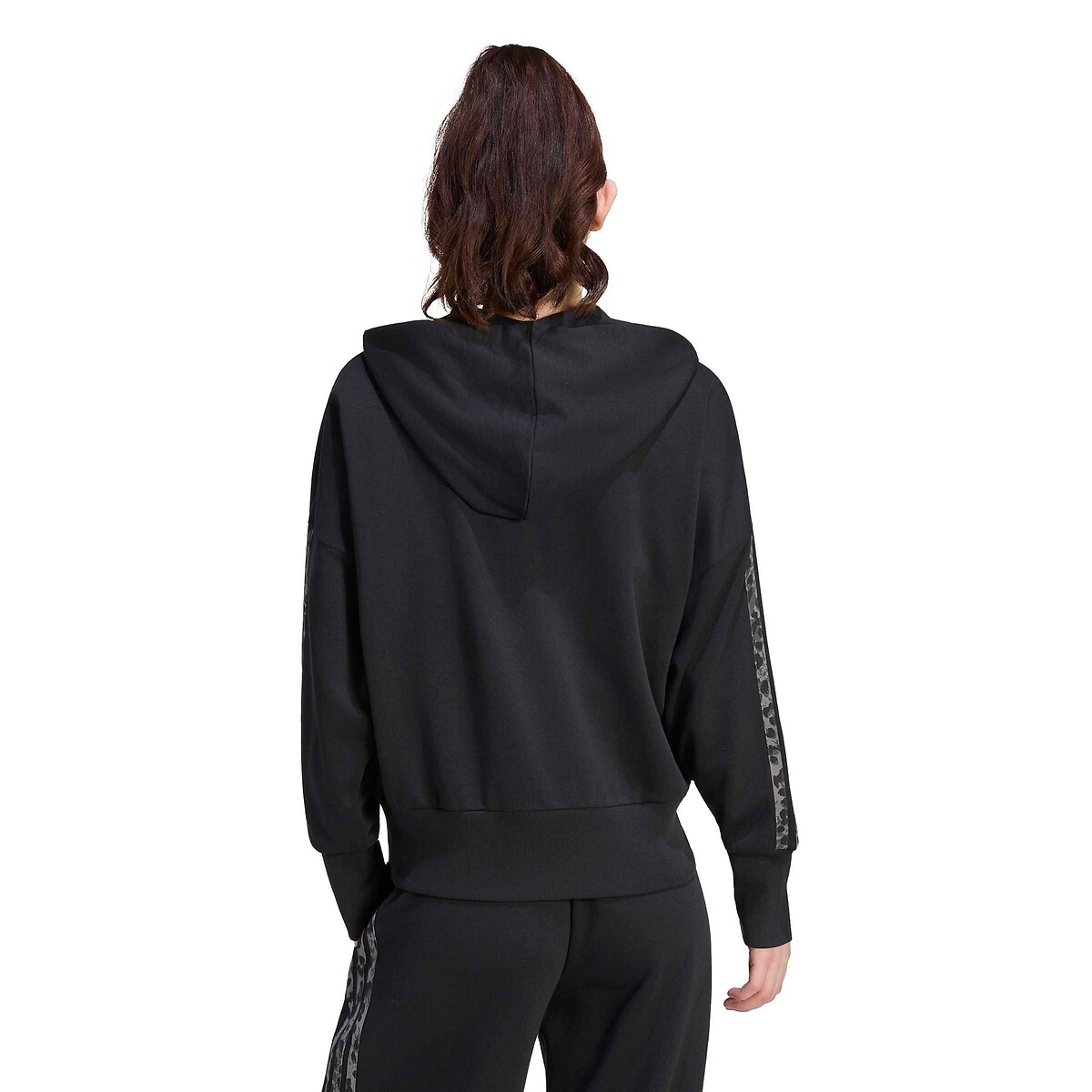 Sweat zippé à capuche manches longues imprimées léopard Essentials noir, ADIDAS SPORTSWEAR