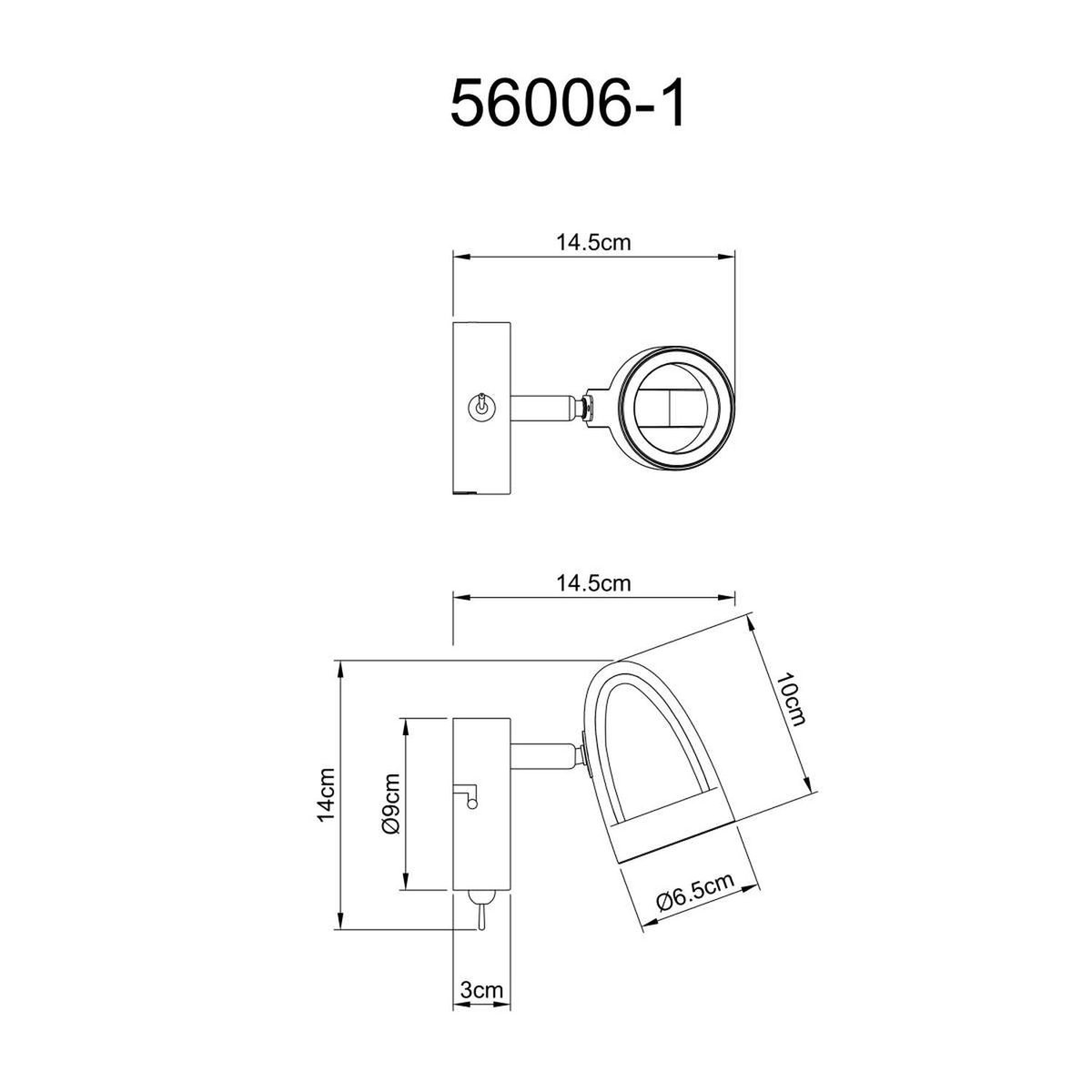 Applique murale spot LED design moderne RODRIK argent, GLOBO LIGHTING