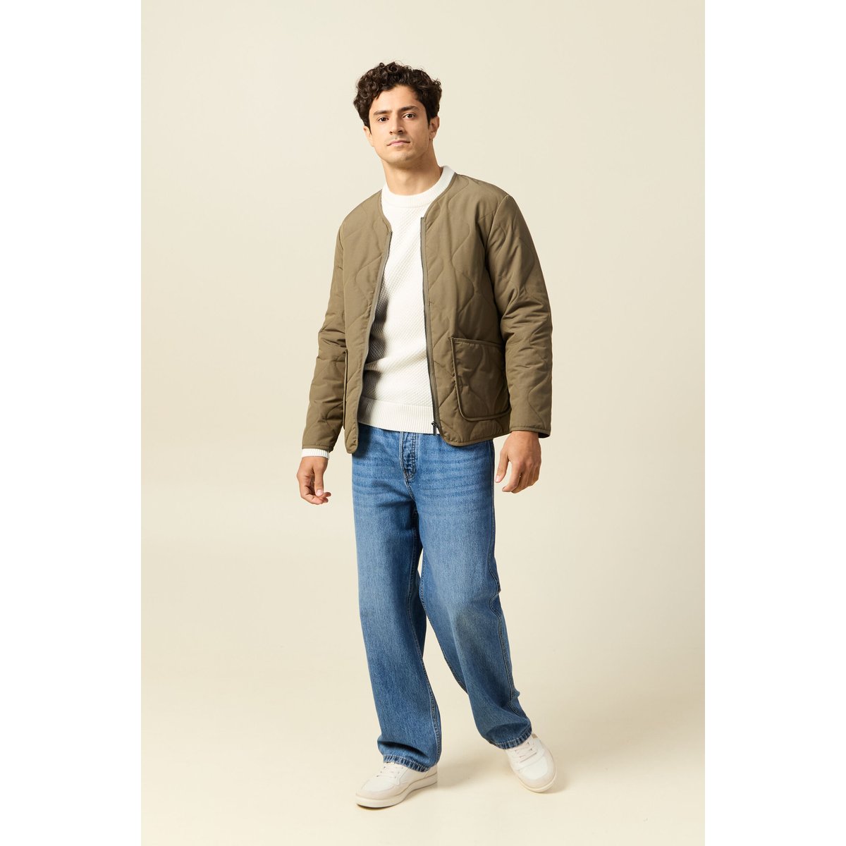 Pull col rond ecru, BONOBO