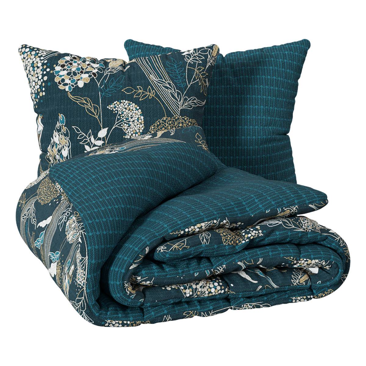 Parure de lit ART DÉCO PAON bleu, ATMOSPHERA