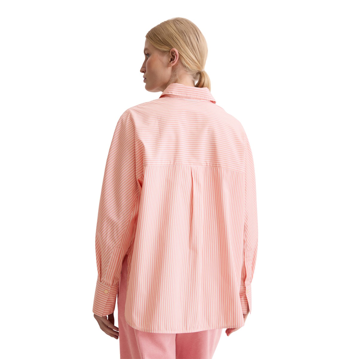 Blouse à rayures oversize en popeline de coton premium rose bonbon, MARC O'POLO