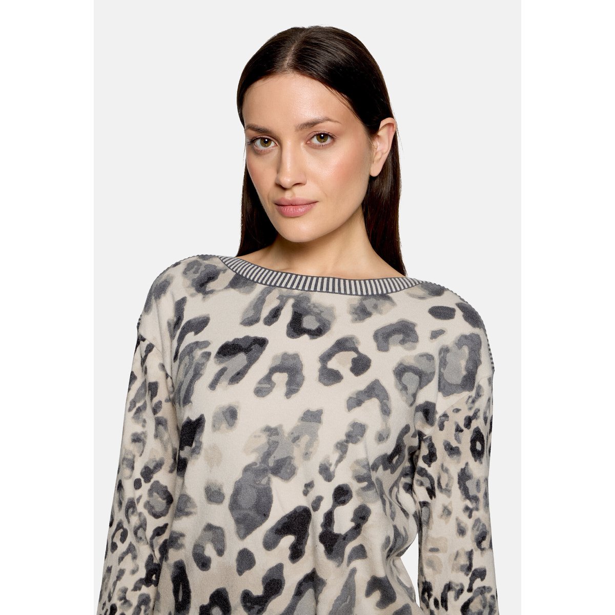Pull-over en maille à manches longues gris/beige, BETTY BARCLAY
