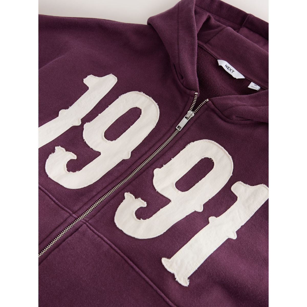 Sweat à capuche zippé motif edit prune, NEXT