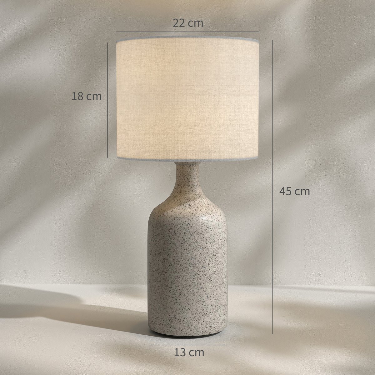 Lampe de table Céramique Sable, Blanc sable et blanc, HOMCOM