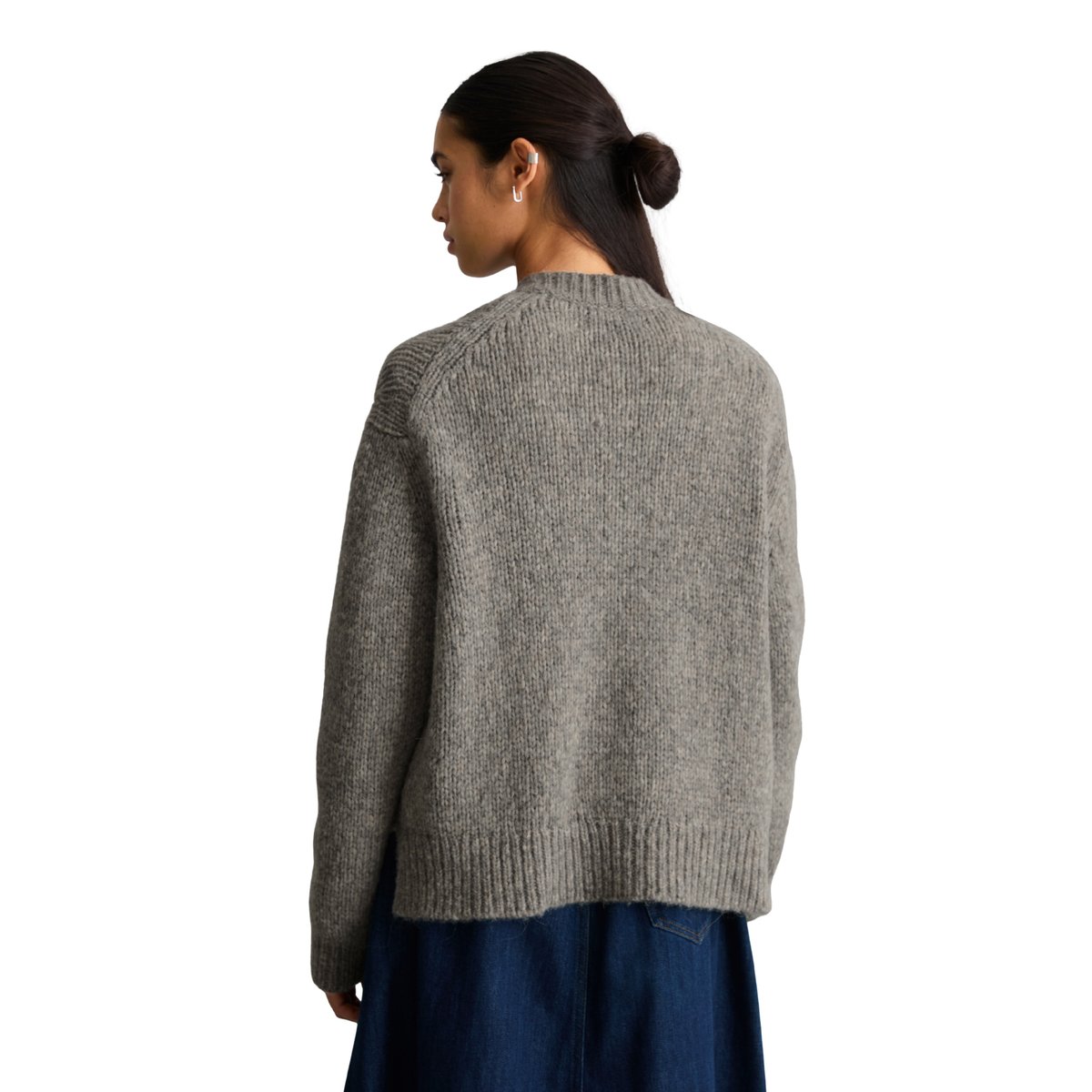 Cardigan ample en un mélange douillet de laine vierge et d'alpaga gris, MARC O’POLO DENIM
