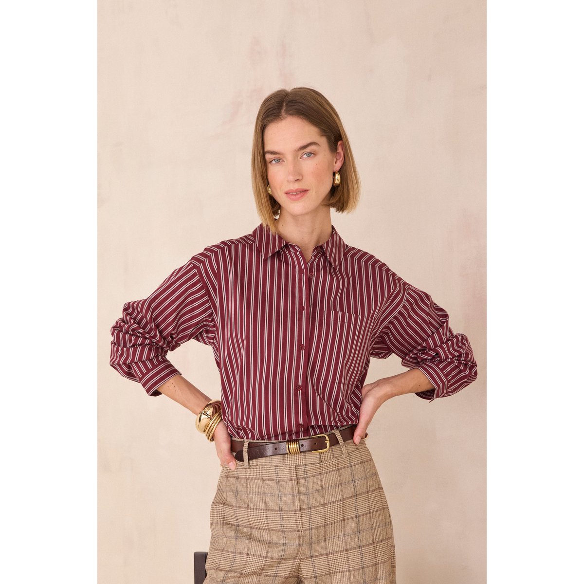 Chemise à rayures PASSY bordeaux, Maison 123