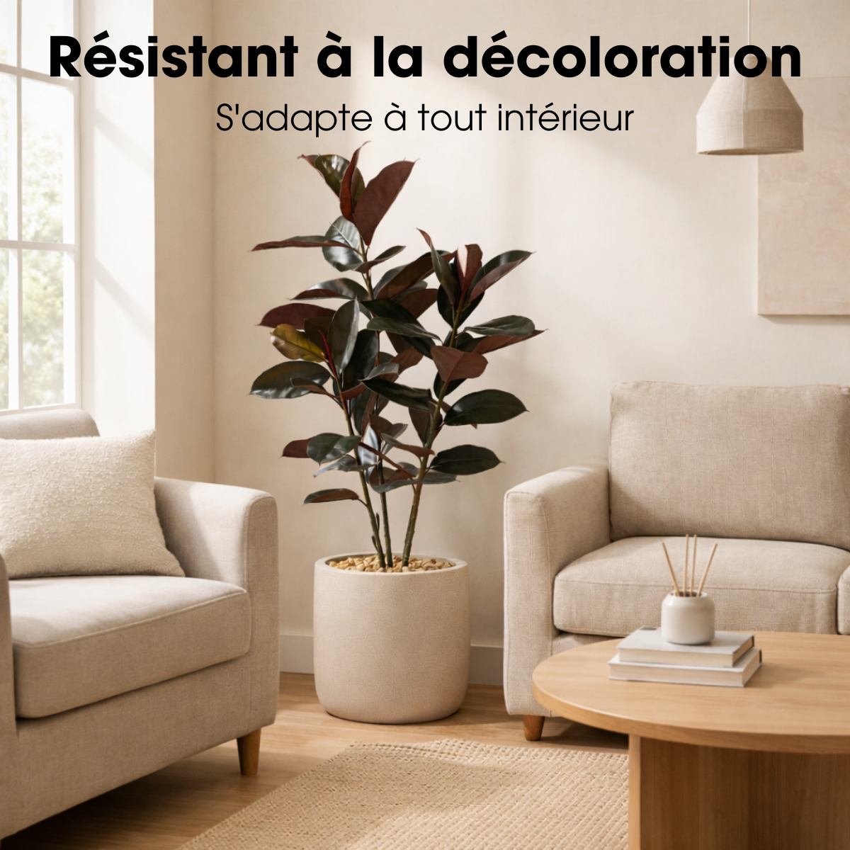 Plante artificielle RUBBERPLANT rouge, MICA DECORATIONS