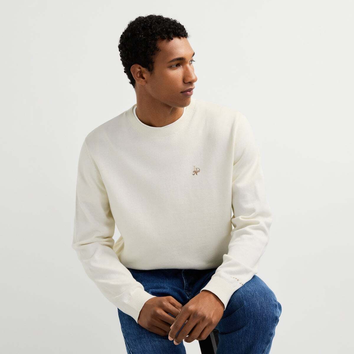 Pull Coupe Regular À Col Rond blanc cassé, PEPE JEANS