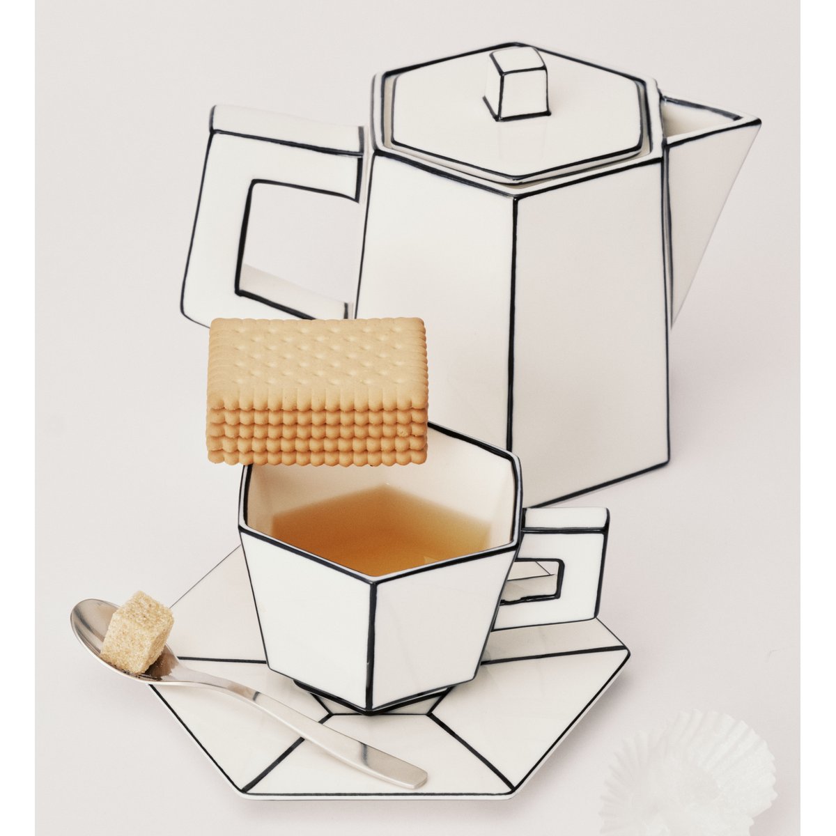 Tasse à cappuccino - 22 cl + sous-tasse blanc et noir, SERAX