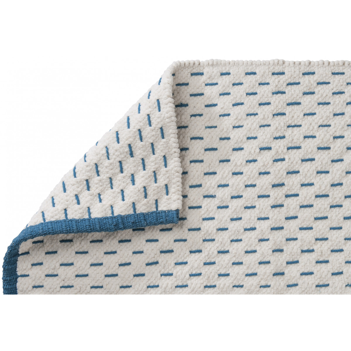 Tapis déco réversible en coton CAMINO bleu pétrole, GUY LEVASSEUR