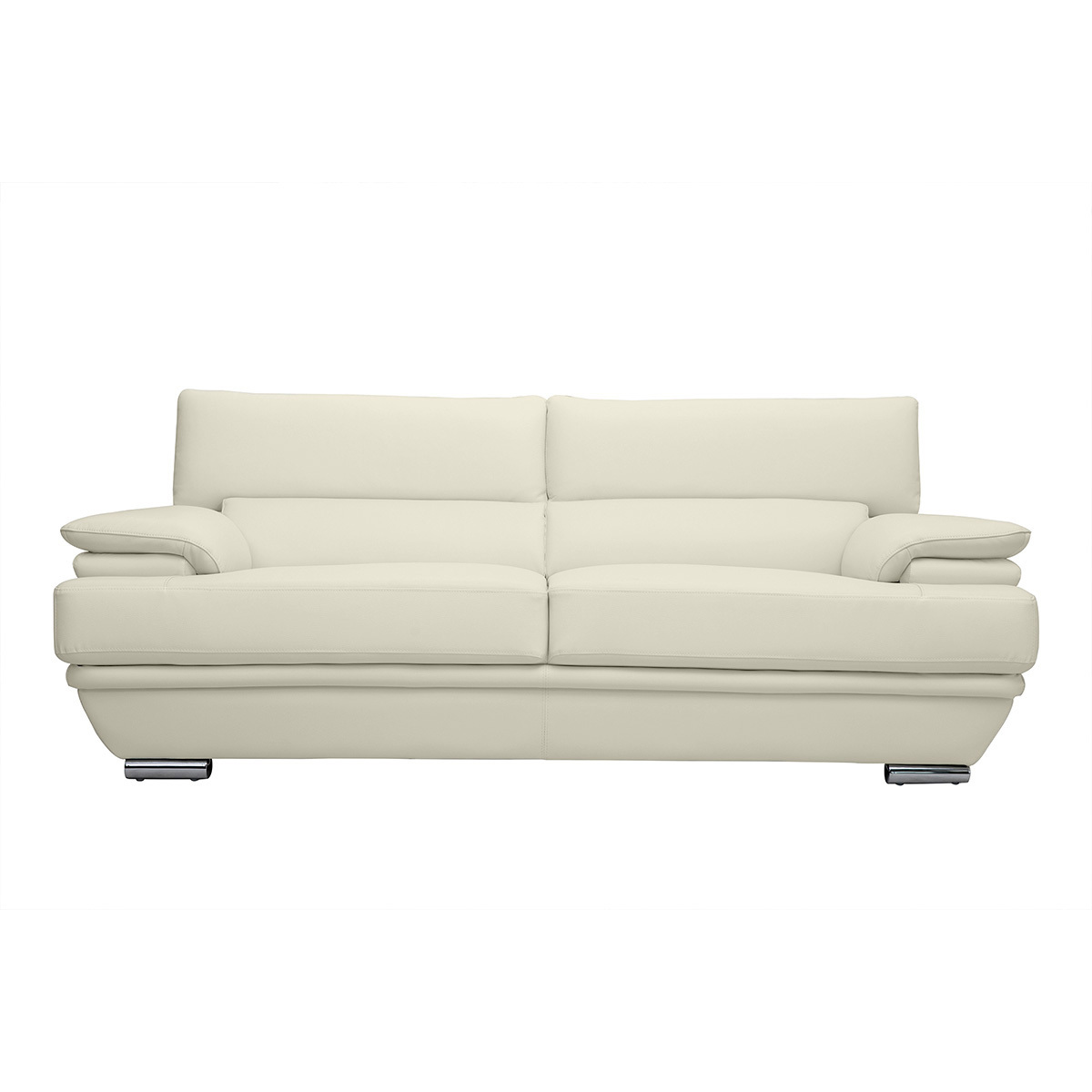 Canapé design avec têtières ajustables 3 places EWING blanc, MILIBOO