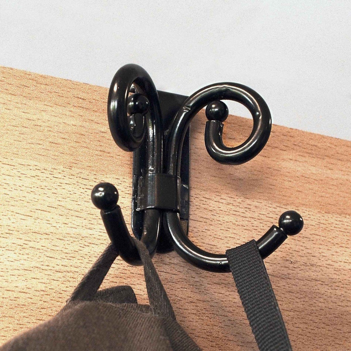 Porte manteau pour porte imitation fer forgé - Lot de 2 noir, CALICOSY