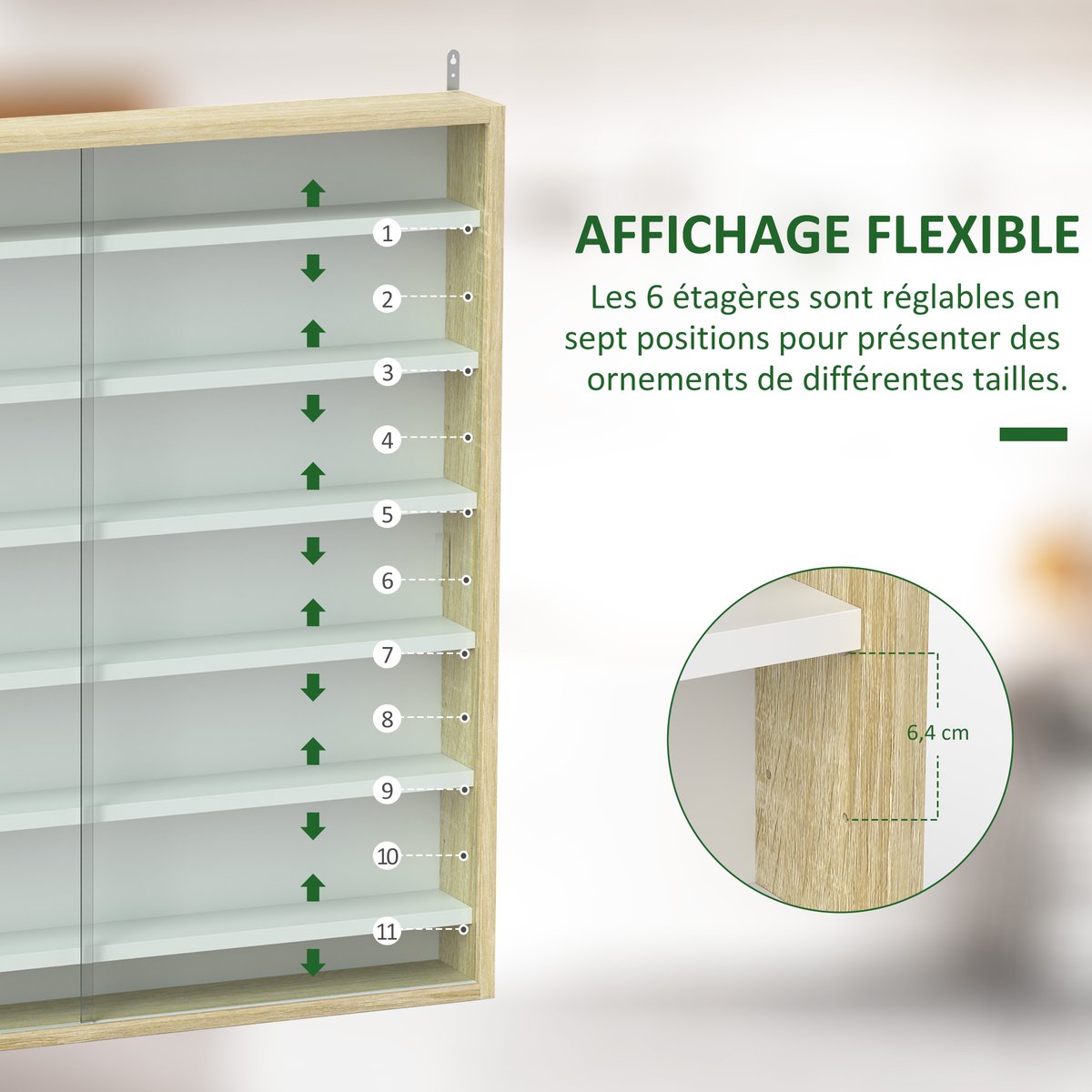 Vitrine Panneau de particules Chêne beige, HOMCOM
