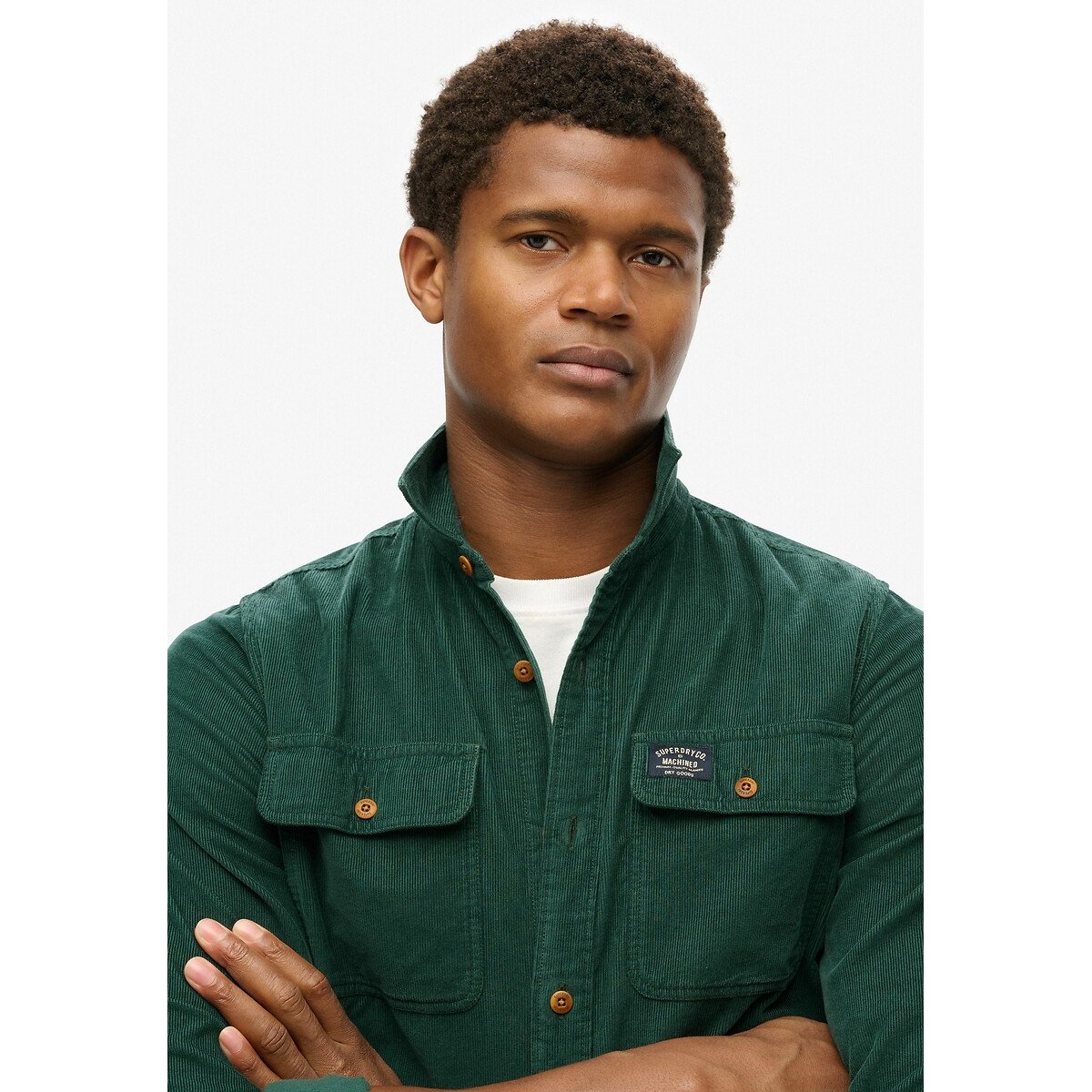 Chemise en velours côtelé Trailsman vert foncé, SUPERDRY
