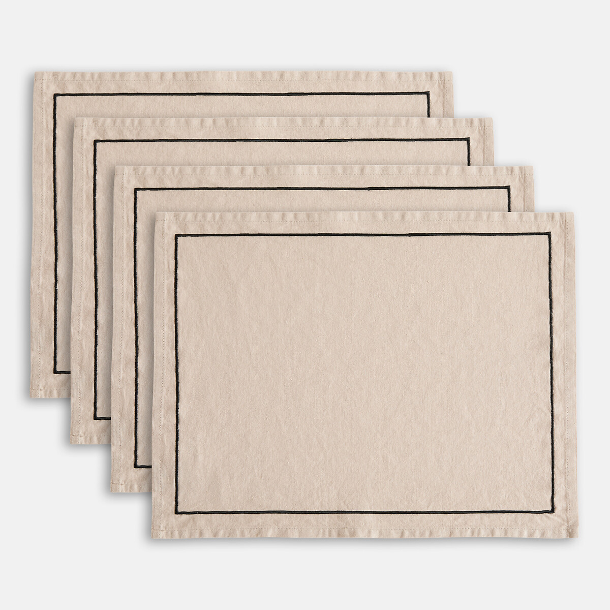 Set of 4 Bourdon Linen & Cotton Placemats natural beige, LA REDOUTE INTERIEURS