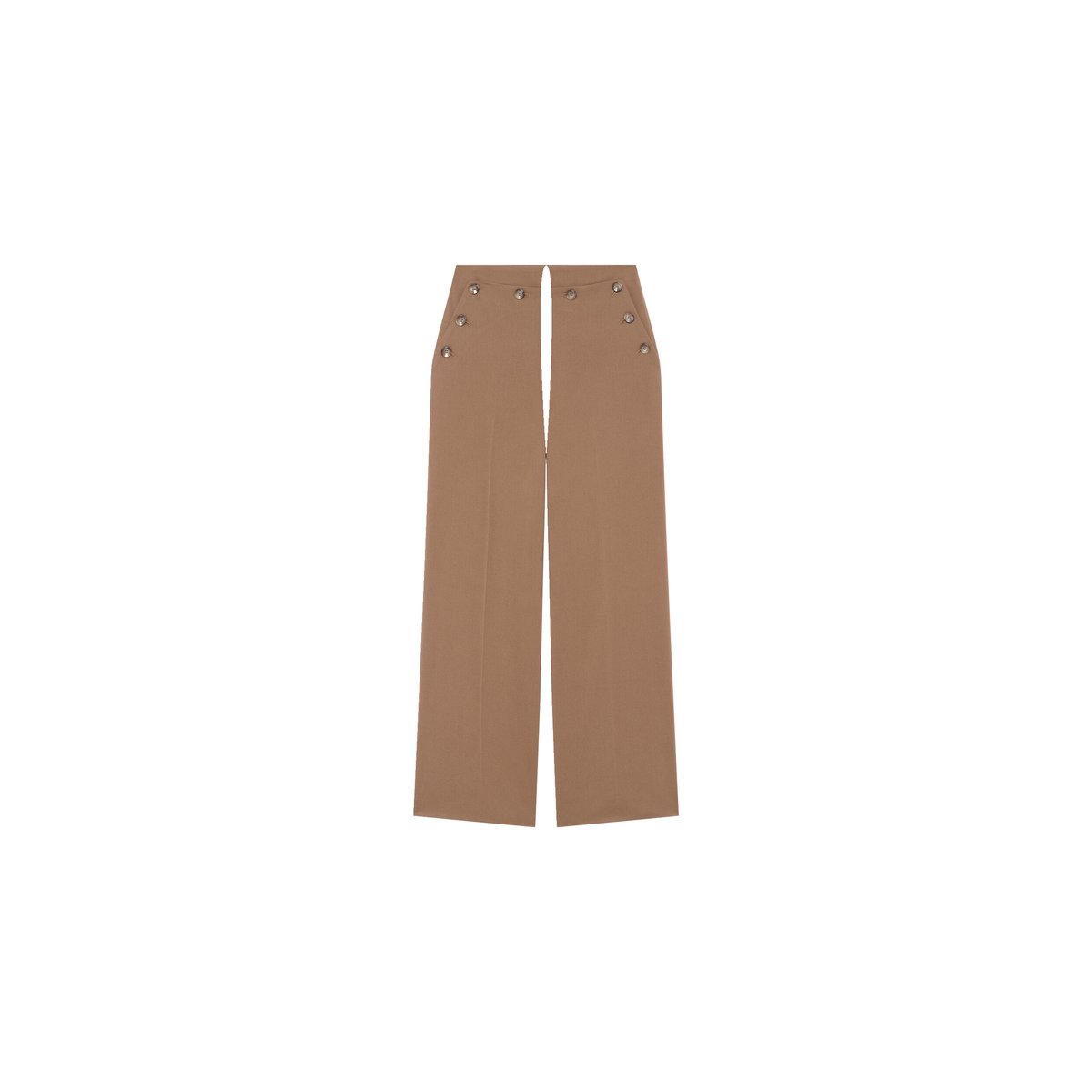 Pantalon large taille haute PCOLOMBUS marron foncé, CAROLL