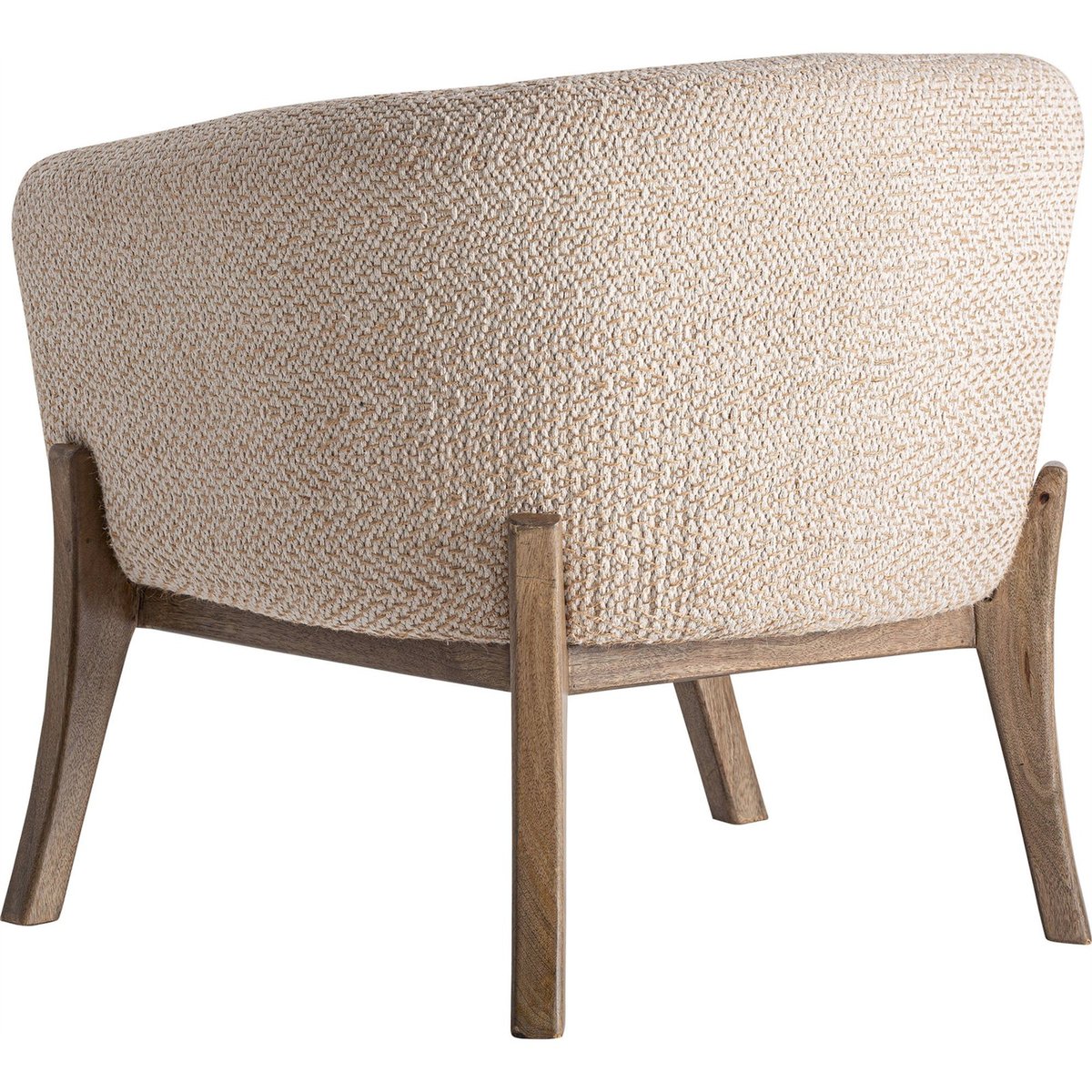 Fauteuil de salon en jute style contemporain blanc cassé naturel et bois clair, RECOLLECTION