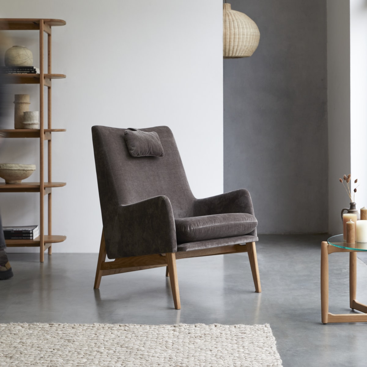 Fauteuil en Tissu massif, ALEC gris, TIKAMOON