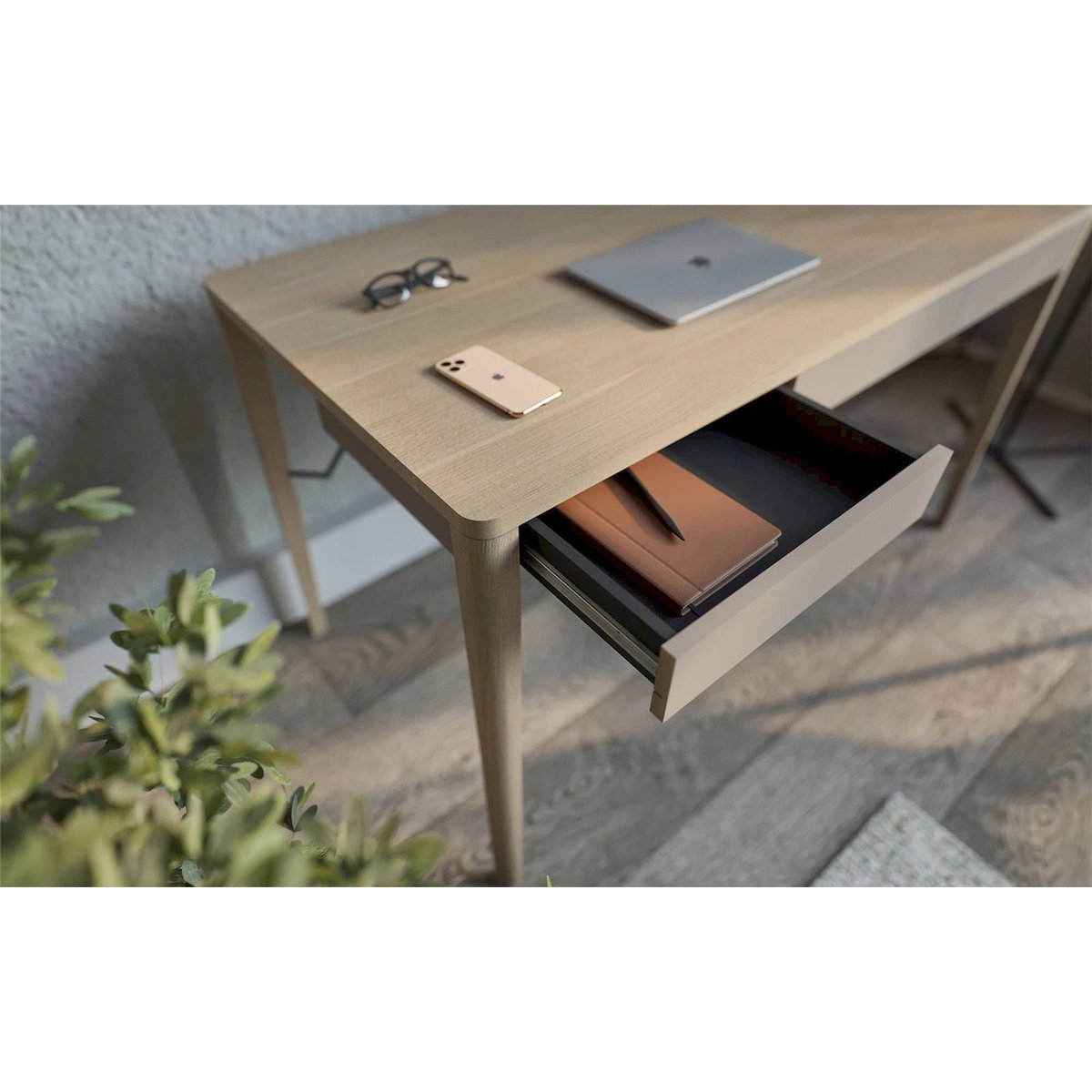 Bureau bois MATCH 3 tiroirs bois clair et beige, RECOLLECTION