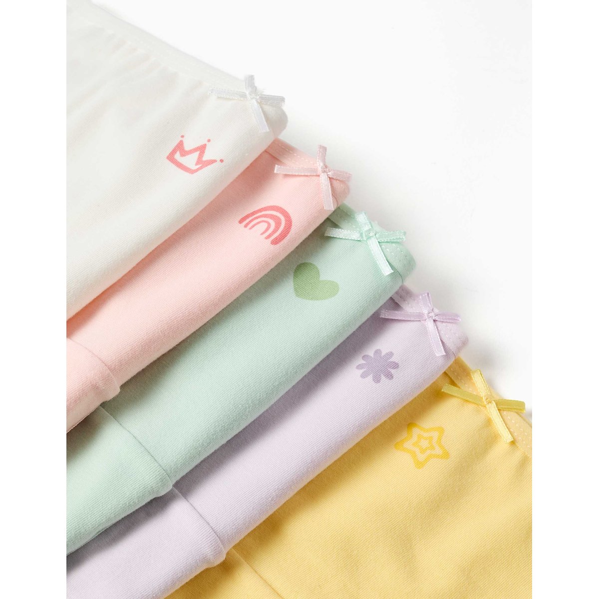Lot de 5 culottes en coton à imprimés et nœuds multicolore, ZIPPY