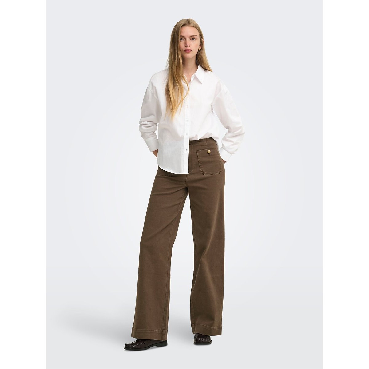 Jean large poches plaquées marron, ONLY