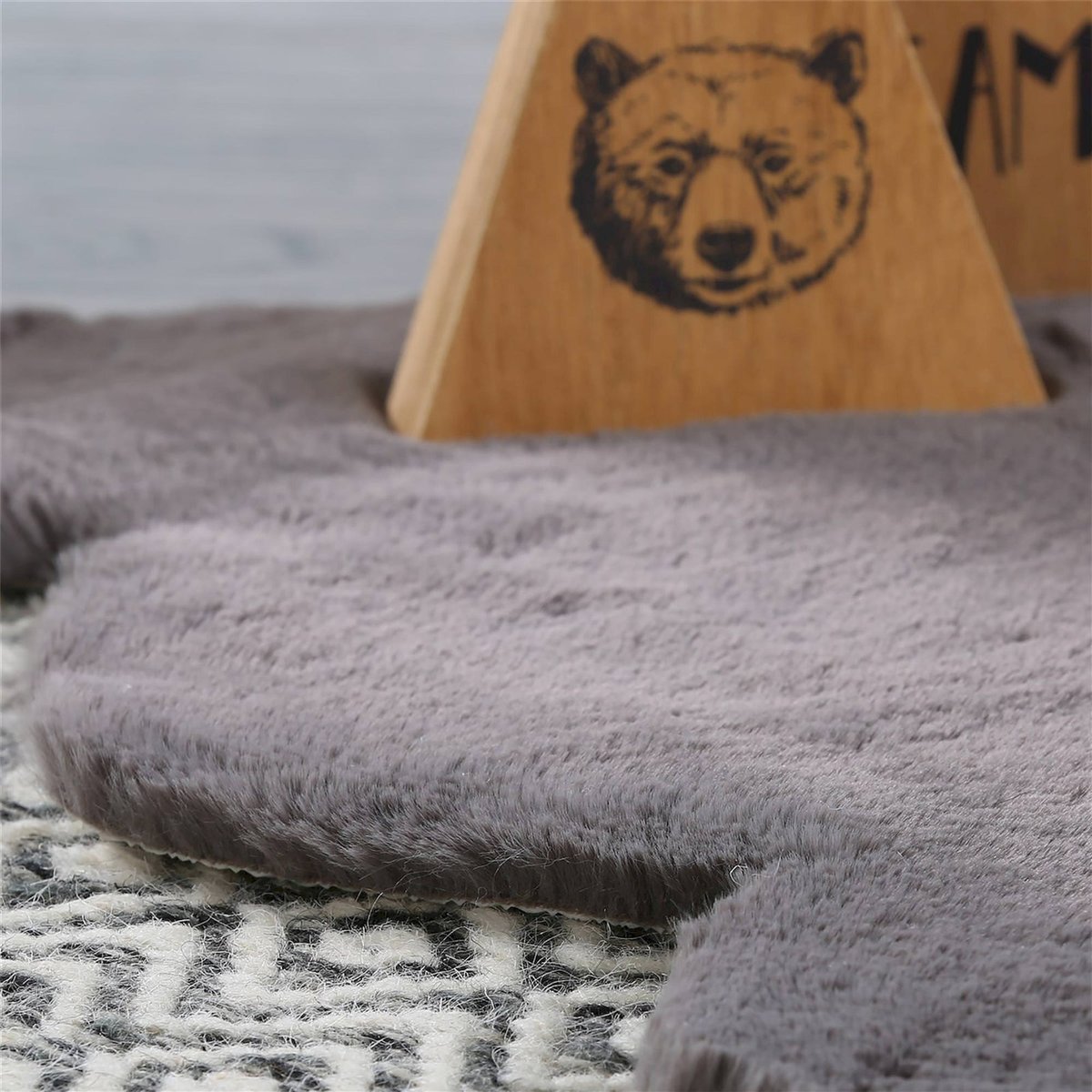 Tapis enfant forme tortue, Effet peluche gris moyen doux, ARTE ESPINA