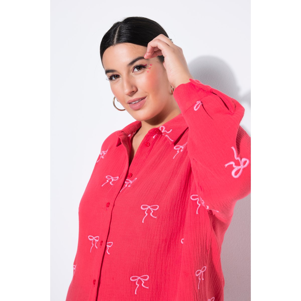 Chemisier oversize en mousseline rouge salsa, STUDIO UNTOLD