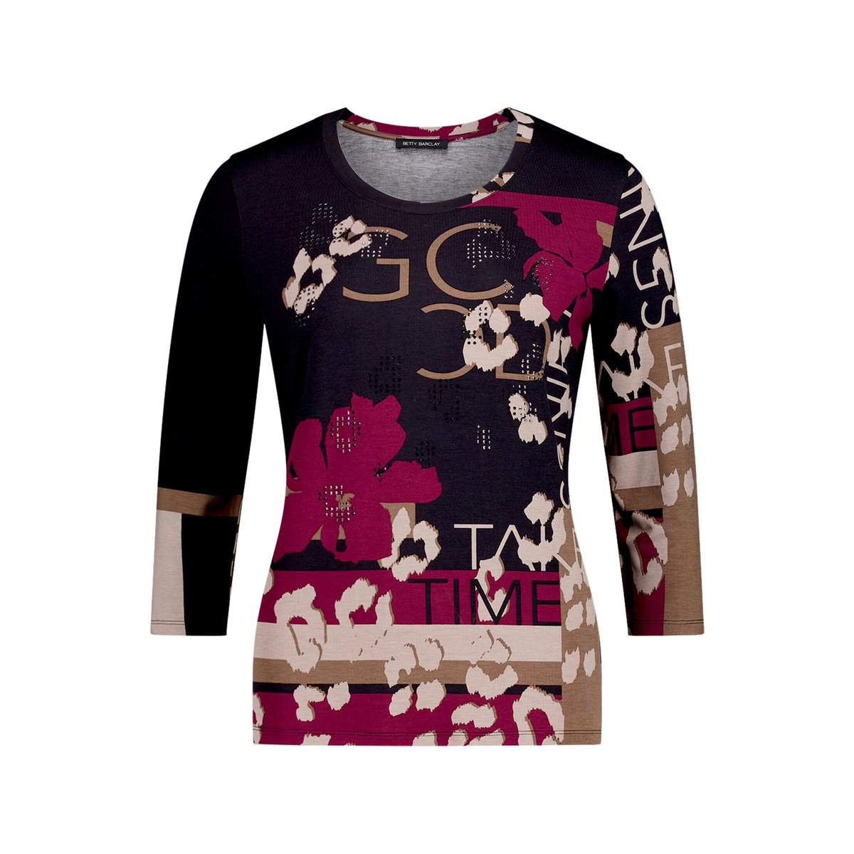 T-shirt basique à encolure ronde black/dark red, BETTY BARCLAY