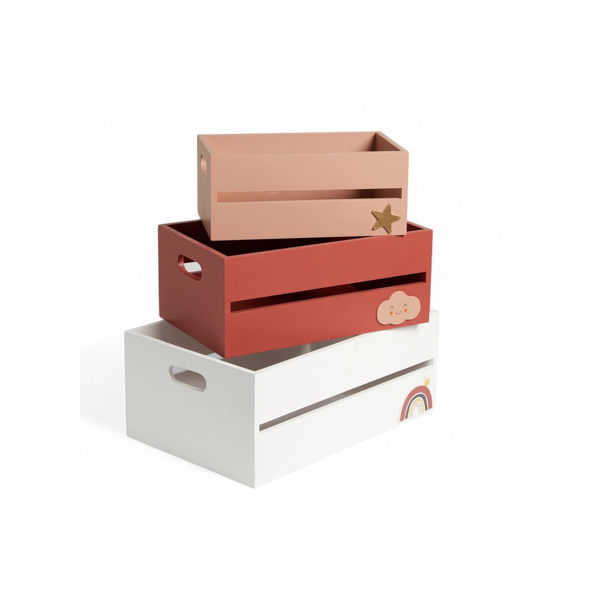 Lot de 3 caisses LA TETE DANS LES NUAGES rose, FACTORY
