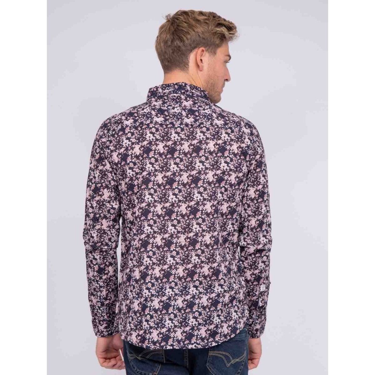 Chemise Manches Longues à Motif Danael bleu marine, RITCHIE