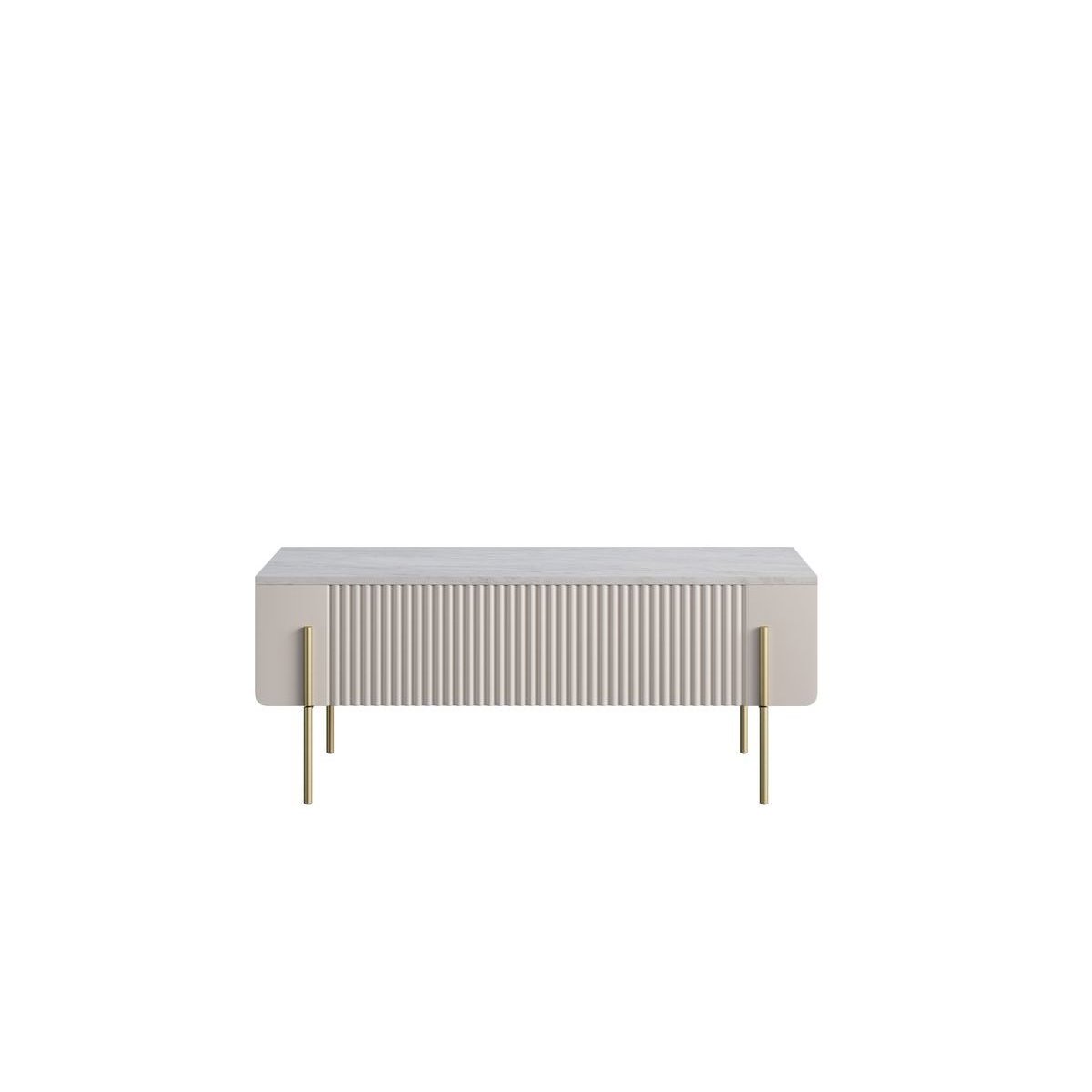 Table basse rectangulaire en panneaux de particules et MDF, MATHILDE beige, BOBOCHIC