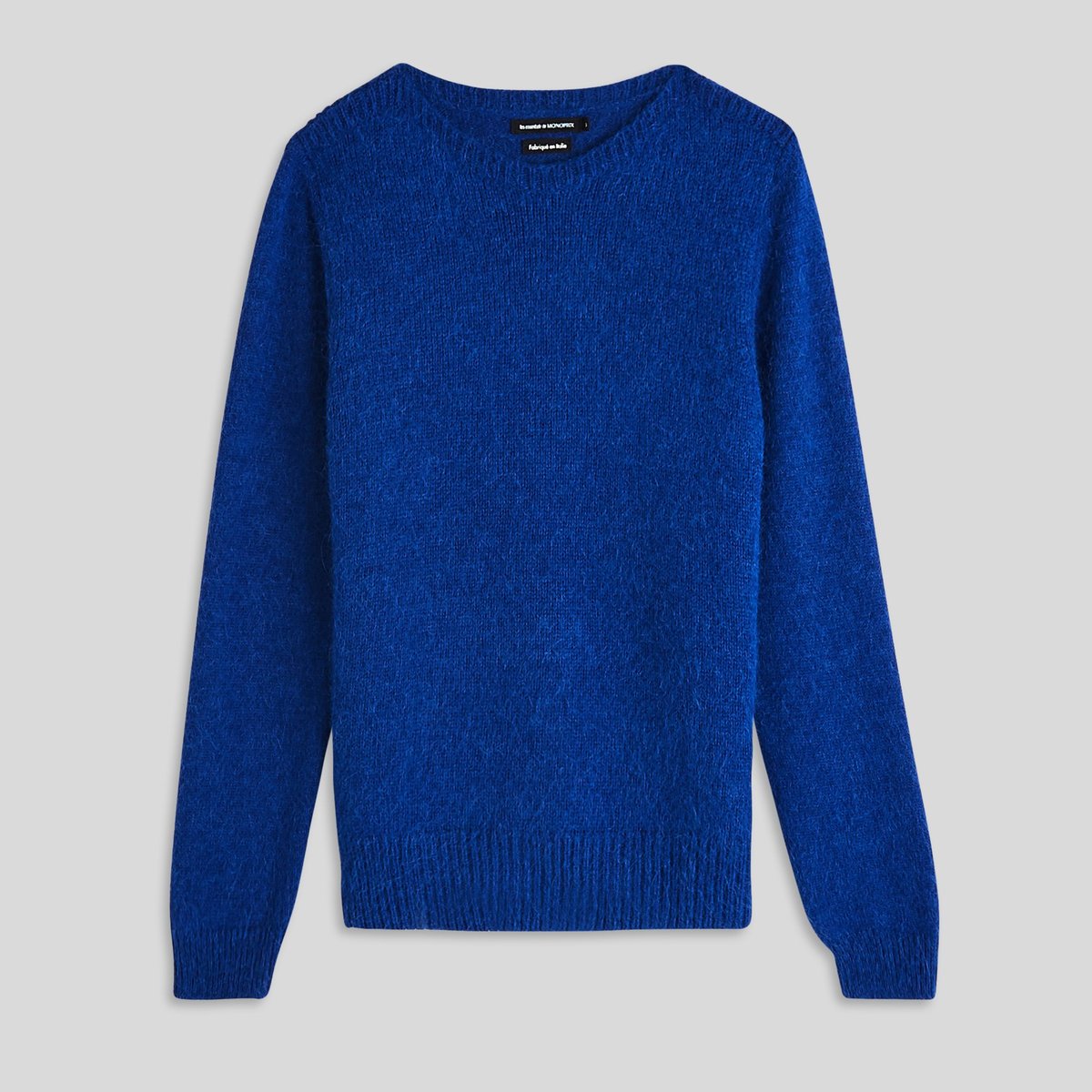 Pull col bateau uni contenant de l'alpaga cobalt, MONOPRIX