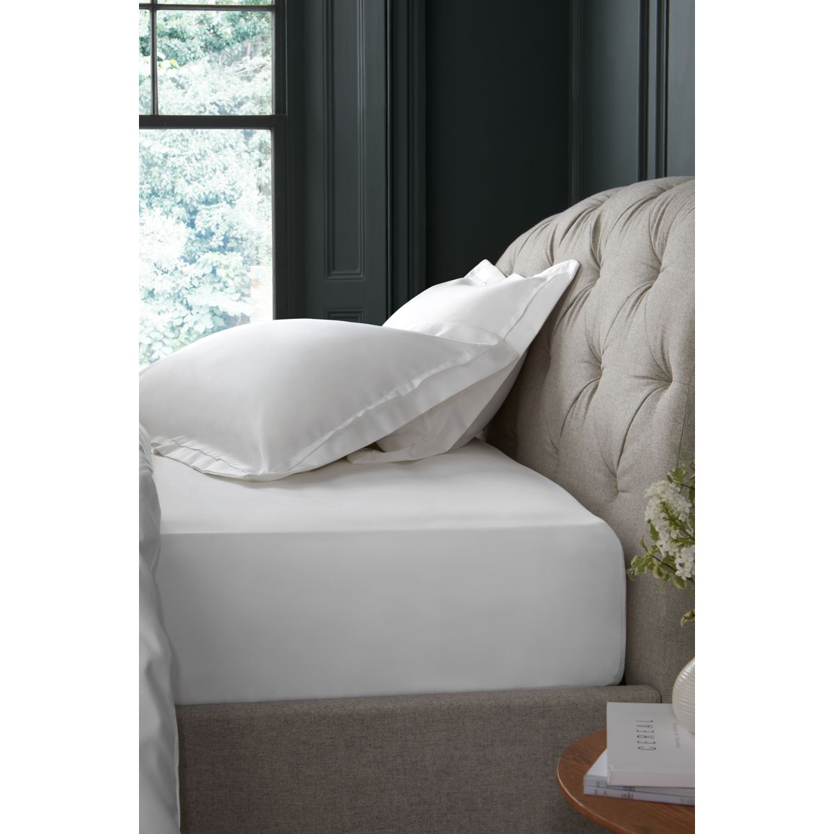 Drap-housse extra profond 100 % satin coton blanc, NEXT