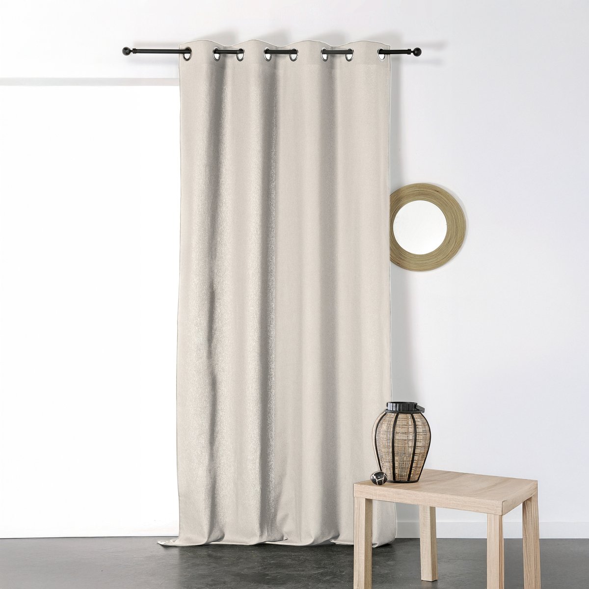Rideau en Coton et Lin Uni XXL beige, LINDER