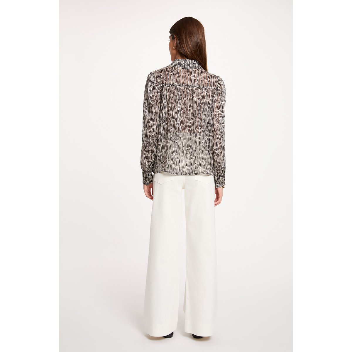 Chemise satinée col à revers multicolore, MORGAN