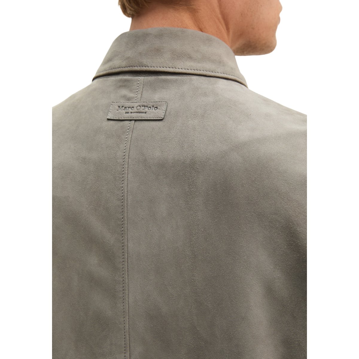 Veste en cuir coupe classique en cuir de chèvre velours souple gris, MARC O'POLO