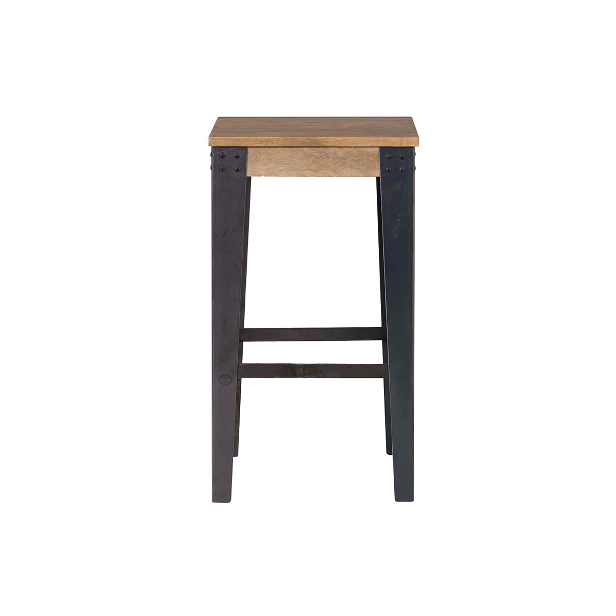 Tabouret de bar industriel métal et bois manguier massif H65 cm MADISON marron, MILIBOO