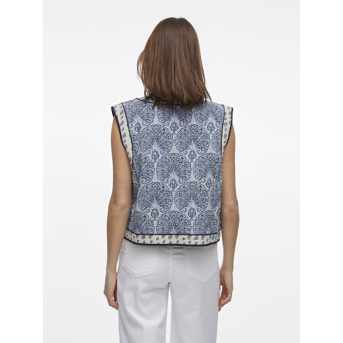 Sleeveless Printed Cardigan blue print/white, VILA