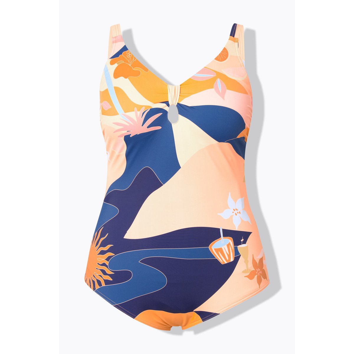 Maillot de bain à bonnets souples. Bretelles marine, ULLA POPKEN