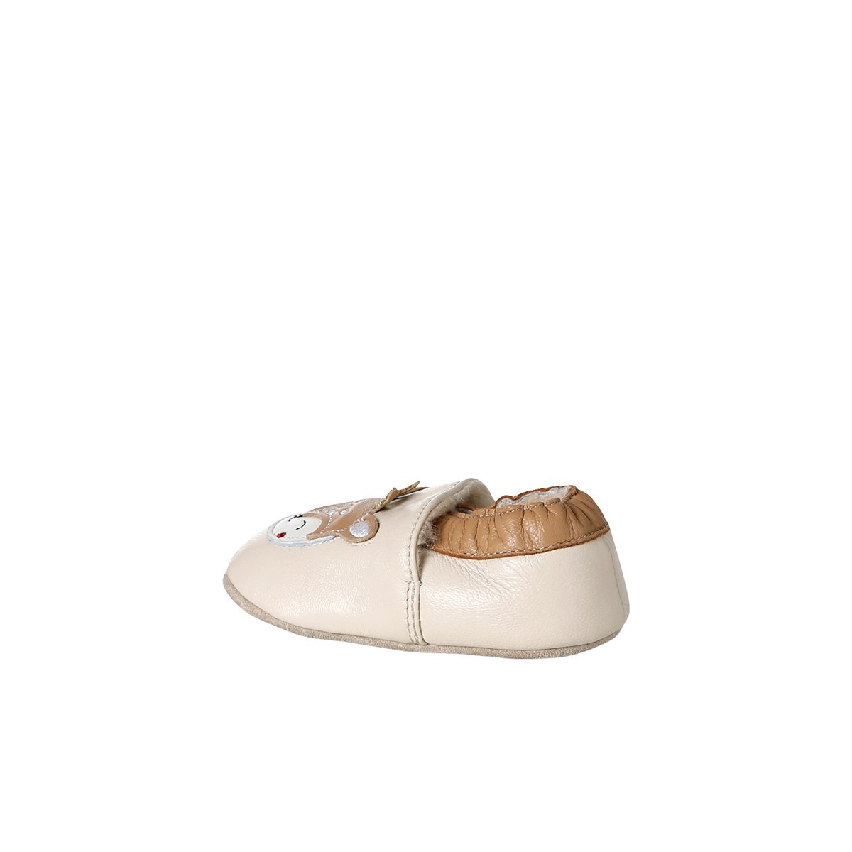 Chaussons cuir souple beige, VERTBAUDET